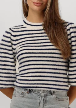 donkerblauwe catwalk junkie trui puffy sleeve knit