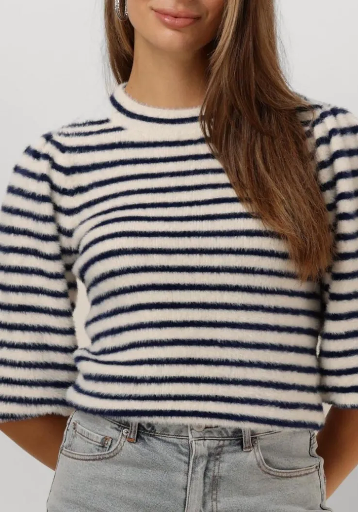 donkerblauwe catwalk junkie trui puffy sleeve knit