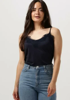 donkerblauwe cc heart top lace top