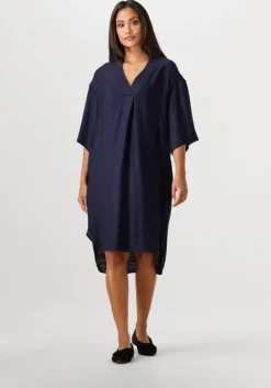 donkerblauwe co'couture mini jurk caryn pleat tunic dress