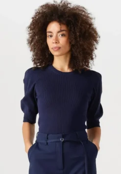 donkerblauwe fabienne chapot trui lillian short sleeve pullover