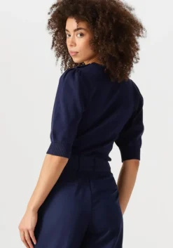 donkerblauwe fabienne chapot trui lillian short sleeve pullover
