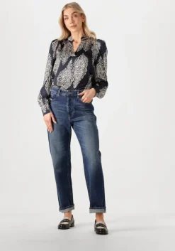 donkerblauwe neo noir blouses rosslyn paisley drop blouse