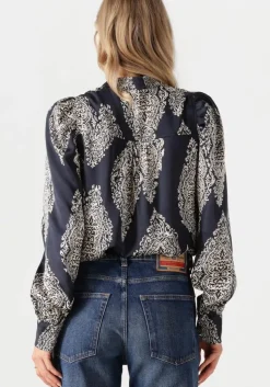 donkerblauwe neo noir blouses rosslyn paisley drop blouse