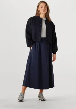 donkerblauwe neo noir midirok yara poplin skirt
