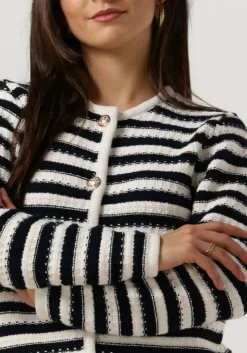 donkerblauwe neo noir vest limone stripe knit jacket