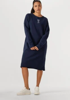 donkerblauwe penn & ink midi jurk dress print