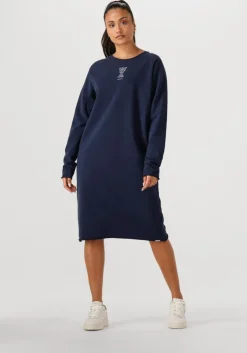 donkerblauwe penn & ink midi jurk dress print