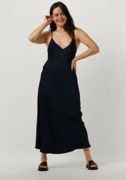 donkerblauwe resort finest midi jurk slip dress