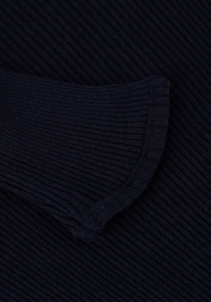 donkerblauwe rosemunde coltrui silk t-shirt w/ roller neck