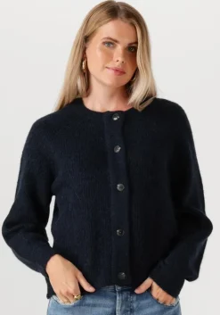 donkerblauwe selected femme vest slflulu ls knit short cardigan