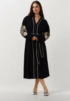 donkerblauwe stella forest midi jurk e24ro012