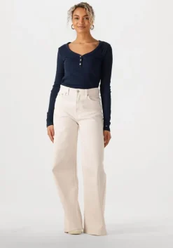 donkerblauwe tommy hilfiger top slim henley gb scoop-nk ls