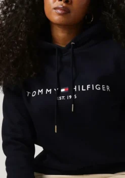 donkerblauwe tommy hilfiger trui heritage hilfiger hoodie ls