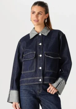 donkerblauwe y.a.s. spijkerjas yasmaria ls denim jacket s.