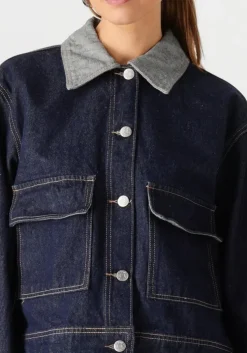 donkerblauwe y.a.s. spijkerjas yasmaria ls denim jacket s.