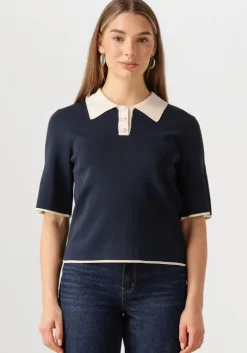 donkerblauwe y.a.s. top yasmille ss knit pullover