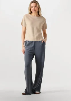 ALIX THE LABEL donkergrijze pantalon ladies knitted flowy side slit pants>DAMES Broeken