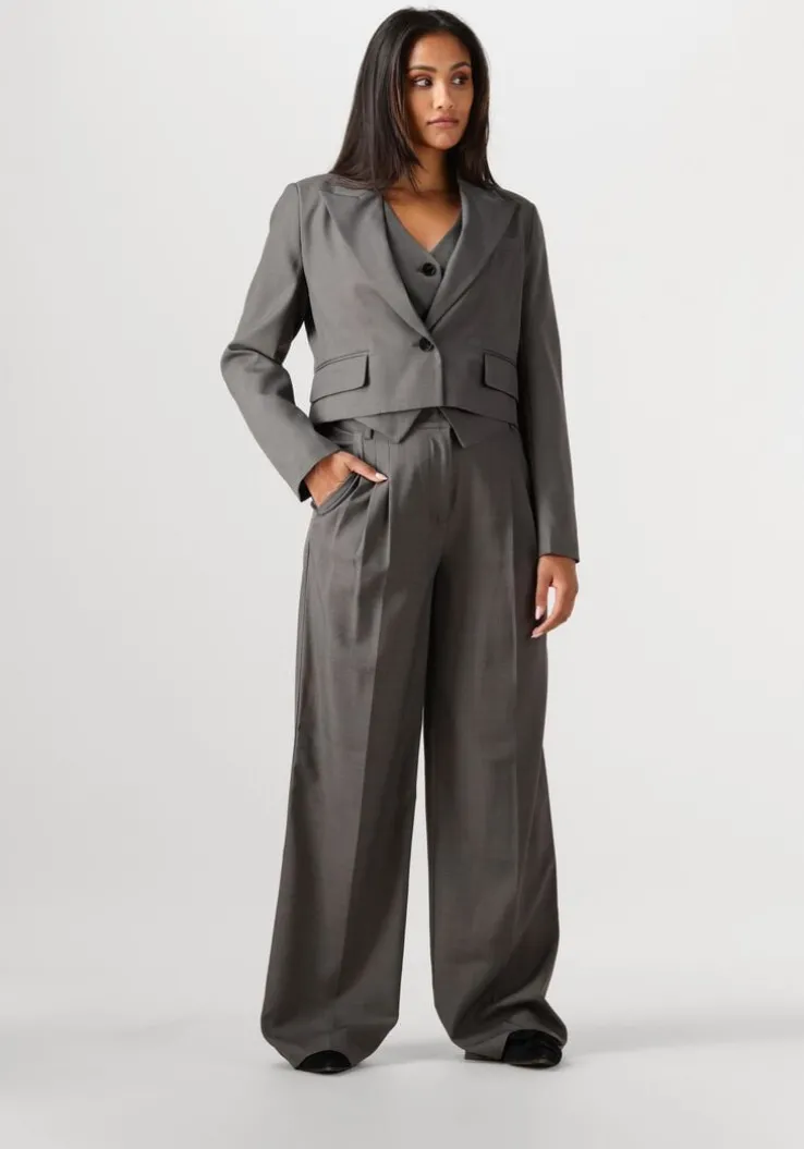 donkergrijze co'couture gilet liane frill tailor vest