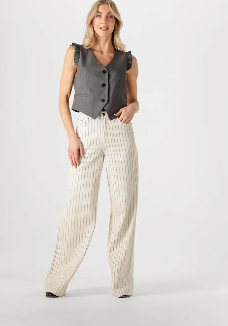 donkergrijze co'couture gilet liane frill tailor vest