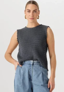 donkergrijze modström top miemd top