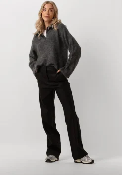 MODSTRÖM donkergrijze modström trui kanemd zip t-neck>DAMES Truien & Vesten