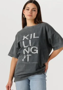 donkergrijze my essential wardrobe t-shirt lisamw front print tee