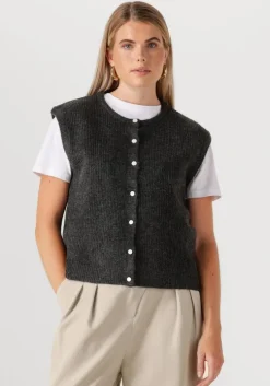 donkergrijze neo noir vest everest knit vest