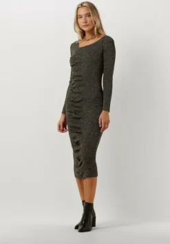 donkergrijze notes du nord midi jurk icon knitted dress