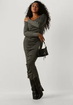 donkergrijze notes du nord midi jurk icon knitted dress
