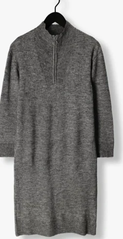 OBJECT donkergrijze midi jurk objminna l/s zip knit dress noos><noscript><img width=