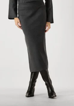 donkergrijze object midirok objreynard hw knit skirt