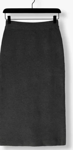 donkergrijze object midirok objreynard hw knit skirt