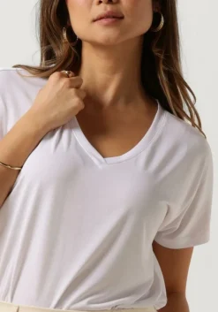 ecru msch copenhagen t-shirt mschfenya modal v neck tee