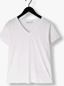 ecru msch copenhagen t-shirt mschfenya modal v neck tee