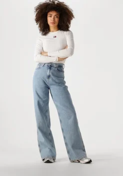 ecru tommy jeans tops & t-shirts tjw slim ls badge tee ext