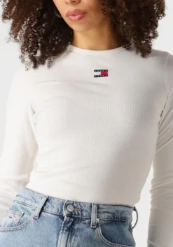 ecru tommy jeans tops & t-shirts tjw slim ls badge tee ext