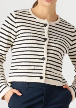 ecru withblack vest wblmerian boucle knit jacket