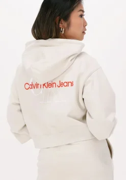 gebroken wit calvin klein trui two tone monogram hoodie
