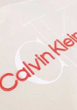 gebroken wit calvin klein trui two tone monogram hoodie