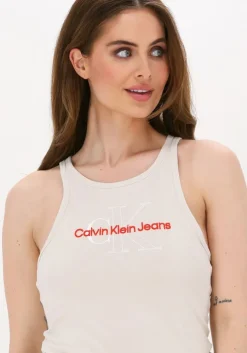 gebroken wit calvin klein top two tone monogram tank top