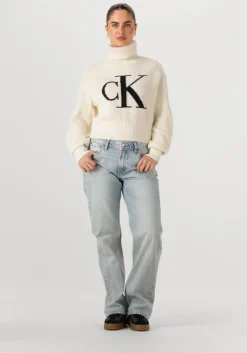 gebroken wit calvin klein coltrui blown up ck loose sweater contra
