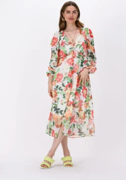 gebroken wit na-kd midi jurk button front slit dress