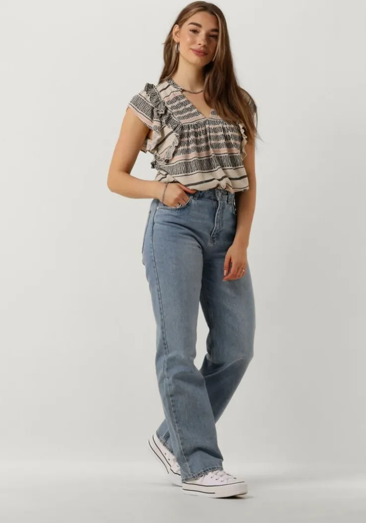 gebroken wit neo noir top jayla stitch print top