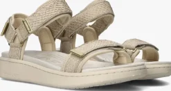 gebroken wit woden sandalen line fish