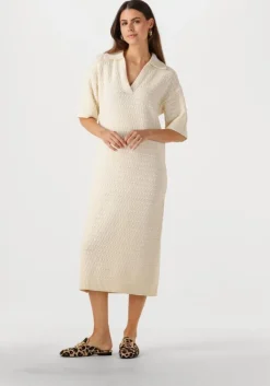 gebroken wit y.a.s. midi jurk yascibyl 2/4 long knit dress