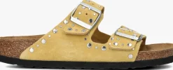 gele birkenstock teenslippers arizona rivet border