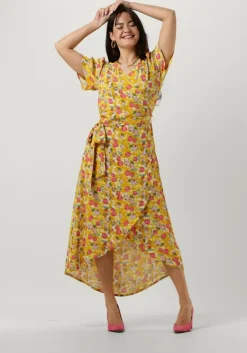 POM AMSTERDAM gele midi jurk dress 7307>DAMES Jurken