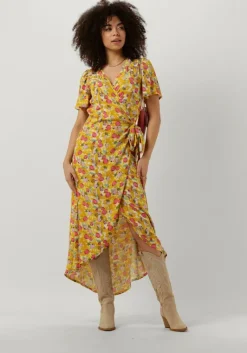 POM AMSTERDAM gele midi jurk dress 7307><noscript><img width=