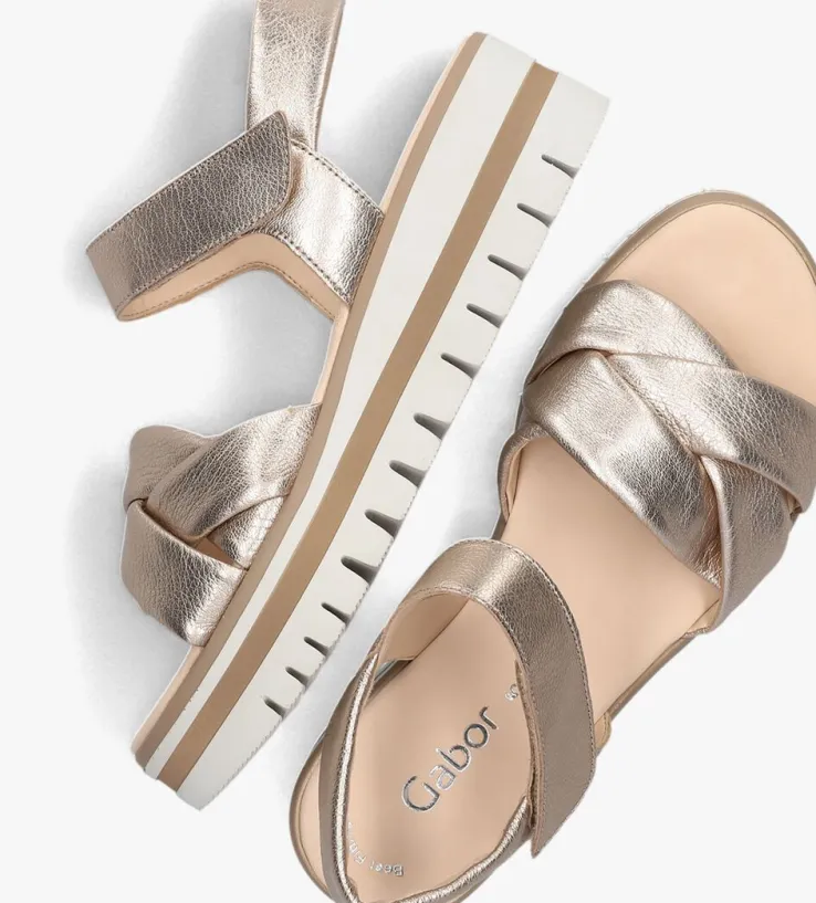 gouden gabor platte sandalen 622.1